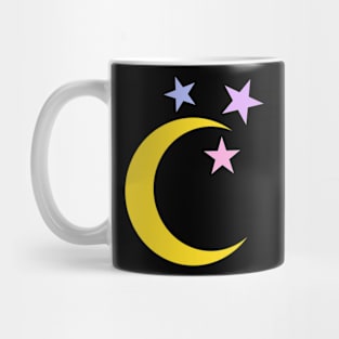 Moon and Stars Black Mug